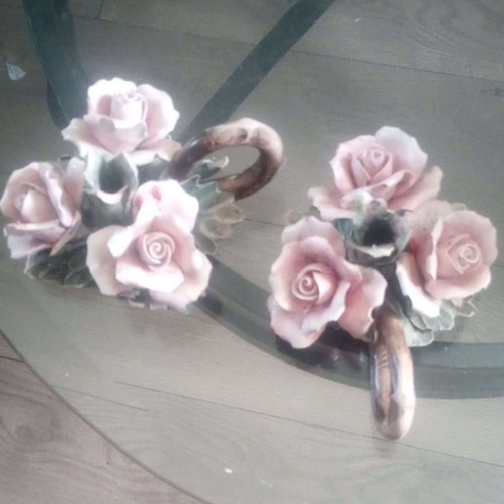 Floral Ceramic Candle Holders By Charles Serouya And Sons